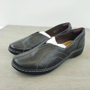 Clarks Women's Loafers Shoes Cora Meadow Dark Brown Drift Slip On Size 8.5M EUC